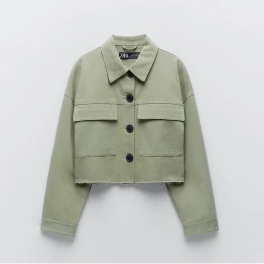 Zara Green Cropped Jacket